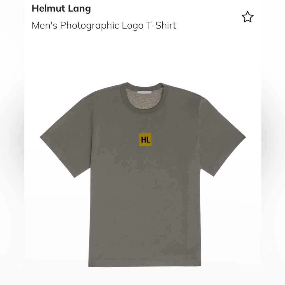 Helmut Lang Olive T-Shirt with Yellow Logo